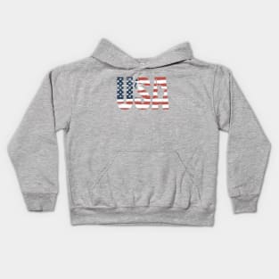 american flag in USA letters Kids Hoodie